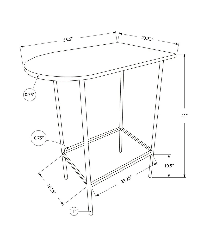 Monarch Specialties Bar Maison, Table De Bar, Hauteur Bar, Pub, 36" Rectangulaire, Petit, Cuisine, Métal, Stratifié, Blanc, Contemporain, Moderne