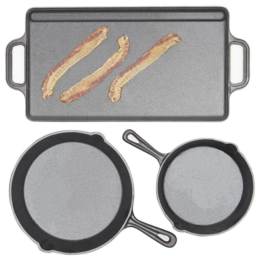 Home Basics Ensemble de 3 plaques de cuisson en fonte