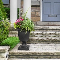 Tierra Verde 19" x 23" Crescendo Urn Planter In Slate, Made from recycled materials