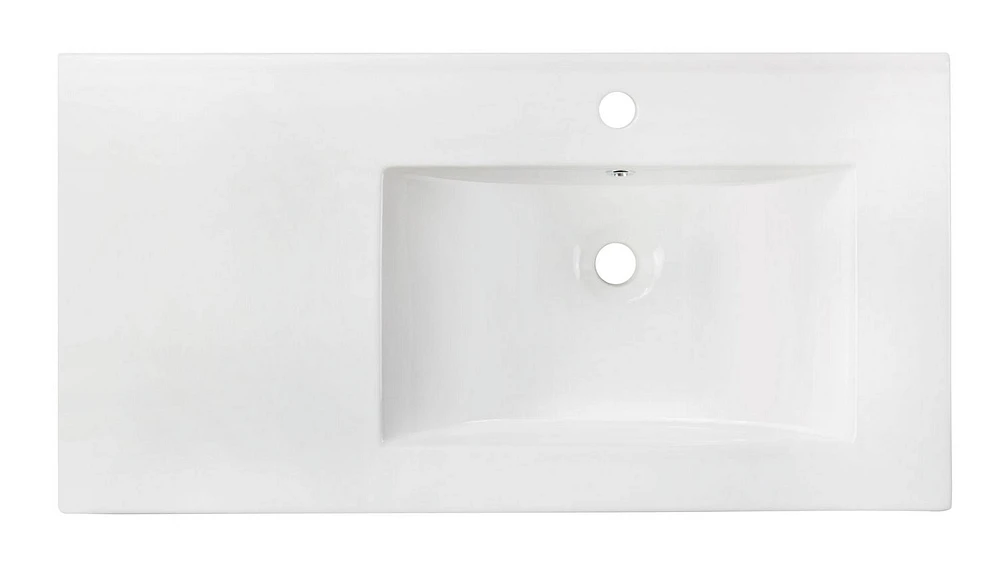 American Imaginations AI- 35,5 pouces WX 18.25 pouces Dessus en céramique de D dans la couleur blanche pour le robinet de 1 trou