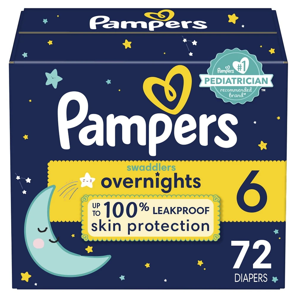 Couches Pampers Swaddlers Overnight, taille 6 88CT