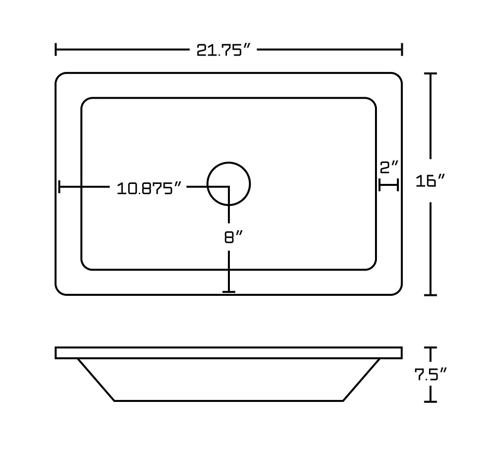 American Imaginations 21.75-in. W Undermount White Bathroom Vessel Sink Set For Wall Mount Drilling AI-31569