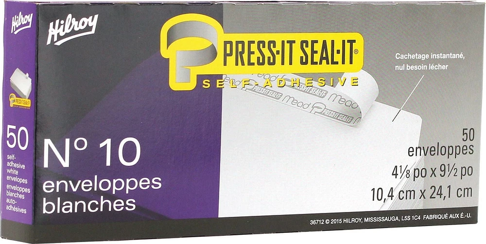 Hilroy enveloppes blanches  4po x 9po