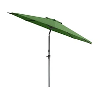 Parasol de marché rond inclinable résistant au vent de 10 pieds CorLiving avec manivelle et cadre en aluminium et en acier