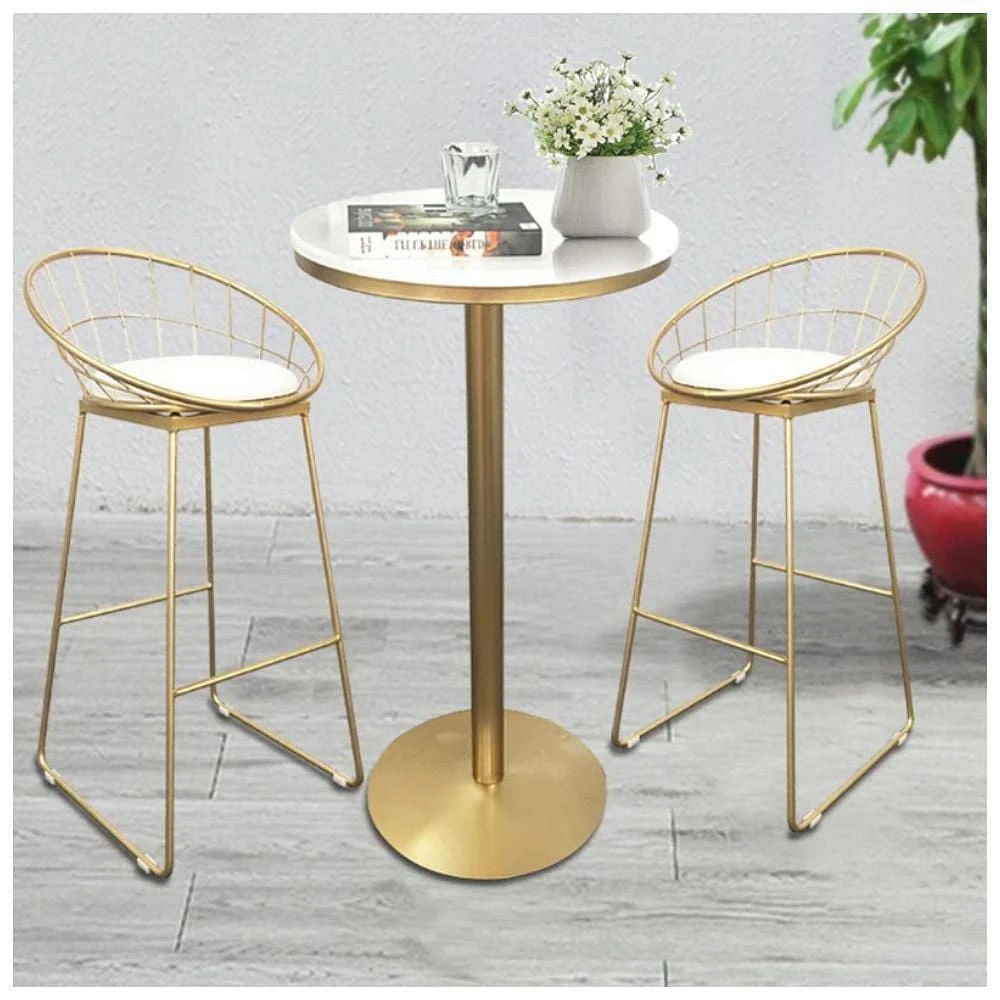 Roman Stool (26" H x 19.5" W x 21.5" D) in White-Gold SET OF 2