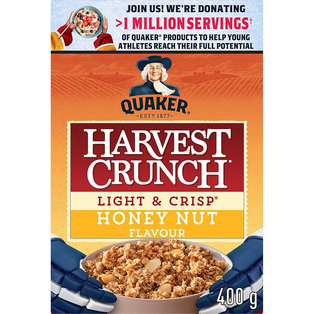 Quaker Céréales granola Croque Nature Légères et croustillantes Saveur Miel et noix 400g