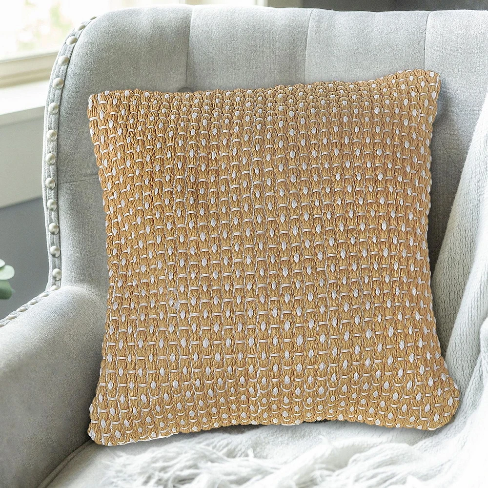 Microfibre Handloom Cushion Ochère 18 X 18 - Ensemble De 2