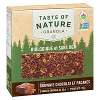 Taste of Nature Organic Chocolate Pecan Brownie Granola Bars