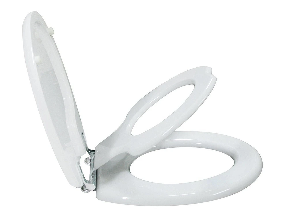 Siège de toilette allongé 2-en-1 TinyHiney à charnière chromée avec couvercle qui ferme délicatement pour enfants et adultes de TopSeat