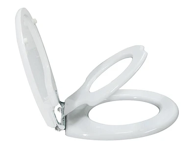 Siège de toilette allongé 2-en-1 TinyHiney à charnière chromée avec couvercle qui ferme délicatement pour enfants et adultes de TopSeat