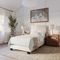 CorLiving Celeste Modern Upholstered Adult Twin Bed Frame with Headboard, Box Spring Required