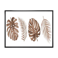 Designart Monstera tropical et feuille de palmier en terre cuite ART MURAL À CADRE FLOTTÉ
