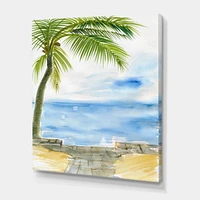 Designart Palm Beach Resort à l'aube II Art mural sur toile