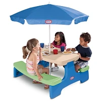 Little Tikes Easy Store Picnic Table with Umbrella - Blue\Green