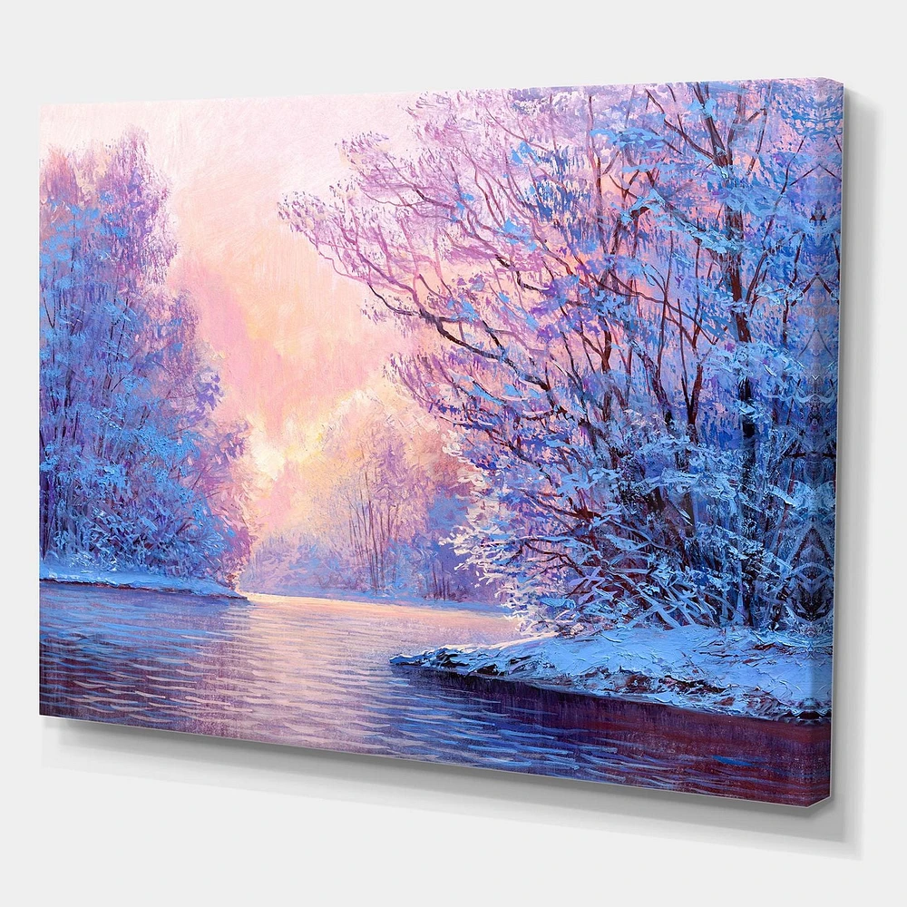 Designart Paysage d'hiver avec la rivièreOriginal Art mural sur toile