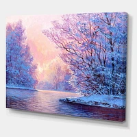 Designart Paysage d'hiver avec la rivièreOriginal Art mural sur toile