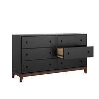 Prepac Nordik White & Oak 6 Drawer 16"D x 54.75"W x 30"H Dresser