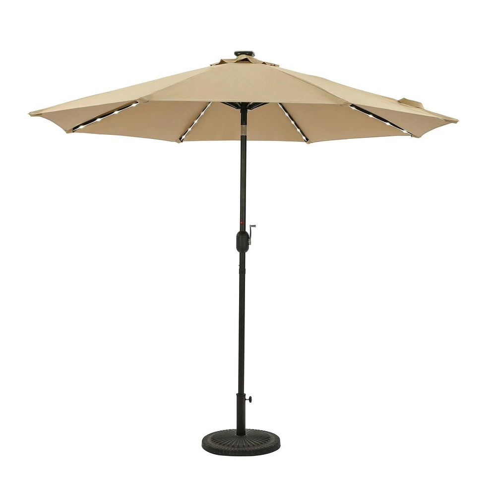 Parasol de marché octogonal Mirage II Fiesta 9 pieds avec tubes de lumière Led - Breez-Tex