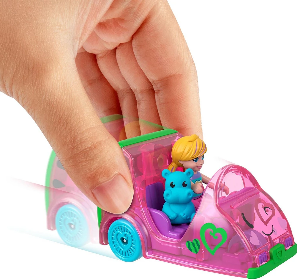 Polly Pocket Doll and Toy Car, Food Theme