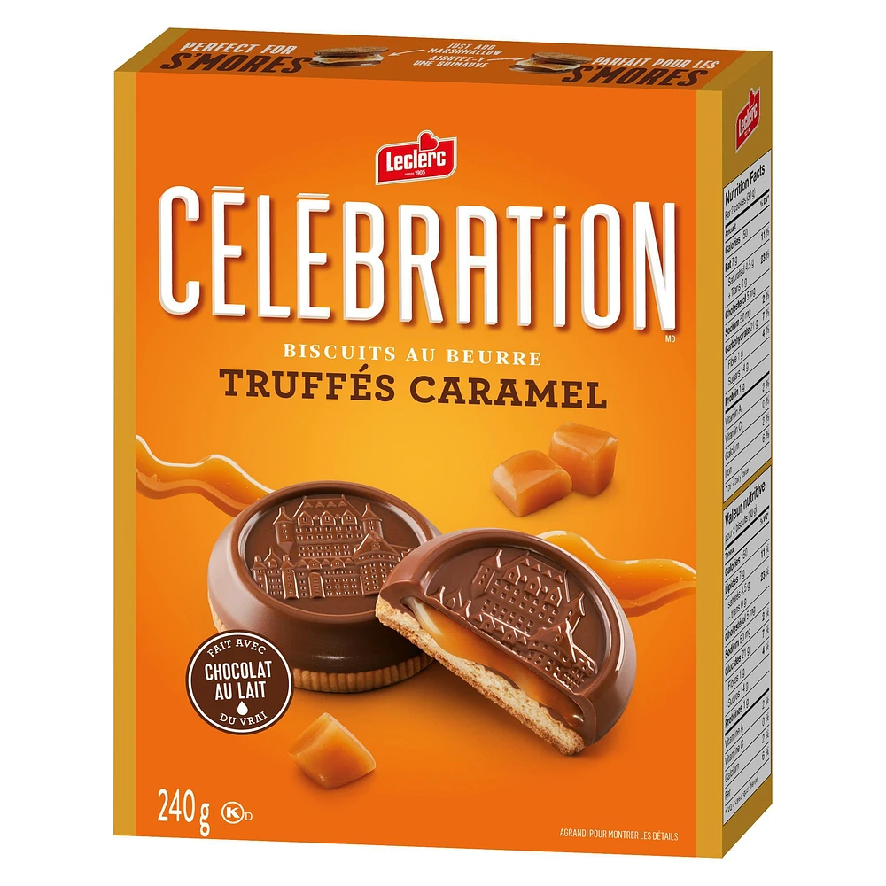 Celebration Milk Chocolate Top Butter Caramel Truffle Cookies, 240g / Boxed Cookies