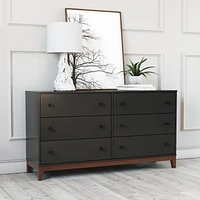 Prepac Nordik White & Oak 6 Drawer 16"D x 54.75"W x 30"H Dresser