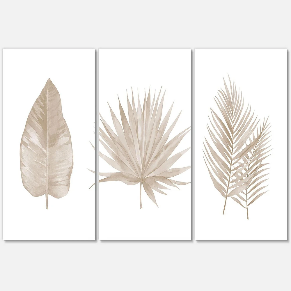 Designart Feuilles Tropicales Beiges Art mural sur toile