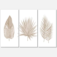Designart Feuilles Tropicales Beiges Art mural sur toile