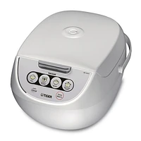 Cuiseur à riz Micom 10 tasses Tiger JBV-A 10 Cup avec vapeur alimentaire et mijoteuse, blanc