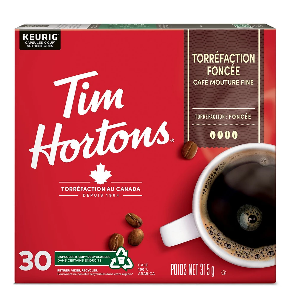 Tim Hortons Dark Roast Coffee, Keurig K-Cup 30ct Pods