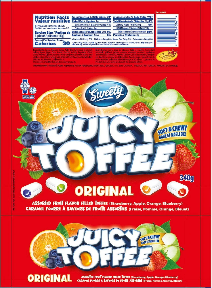 Sweety Toffees Fourré à la Crème Original 25pk 340g Toffees Fourré à la Crème Original 25pk