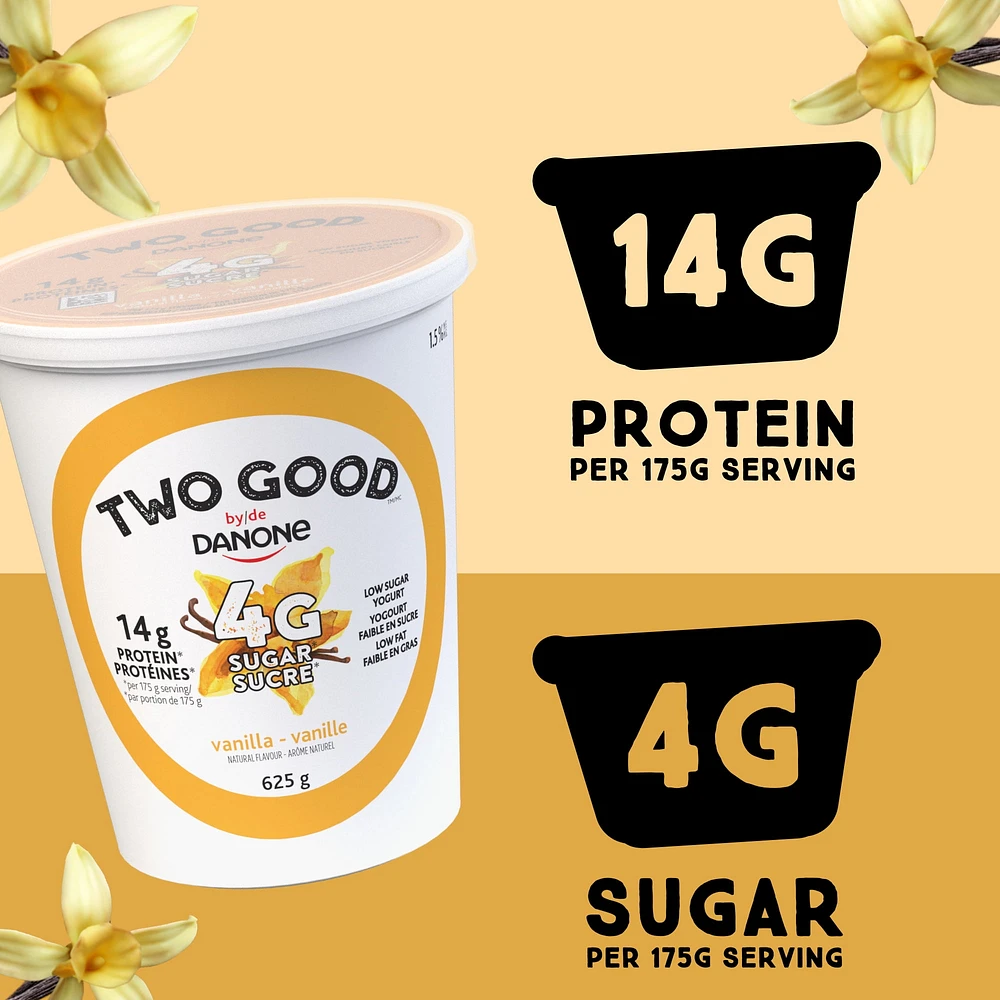 Two Good Low Sugar Yogurt, Vanilla, 8g of Protein, 625 g