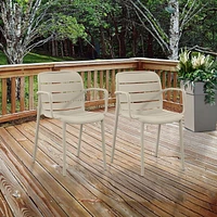 Ensemble de 2 chaises empilables Patioflare en plastique recyclé de la collection GRS, Crème