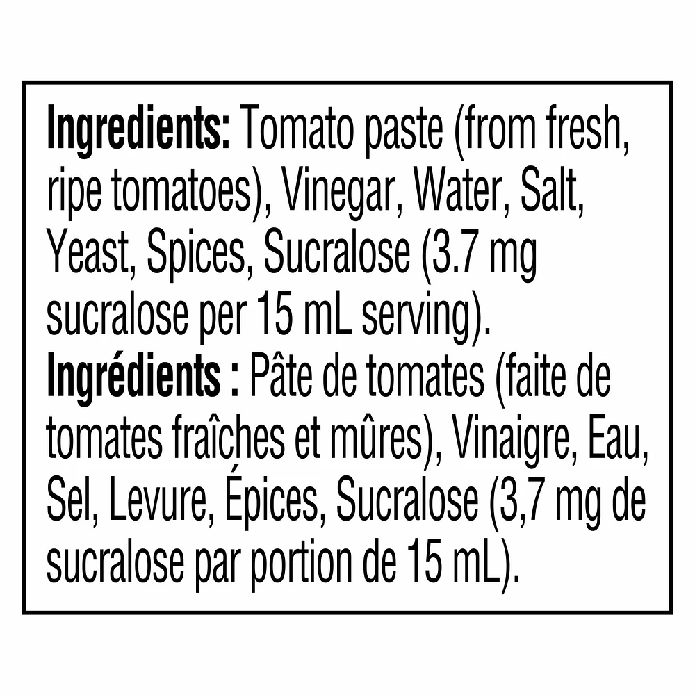 Ketchup aux tomates Heinz sans sucre ajouté Ketchup aux tomates Heinz