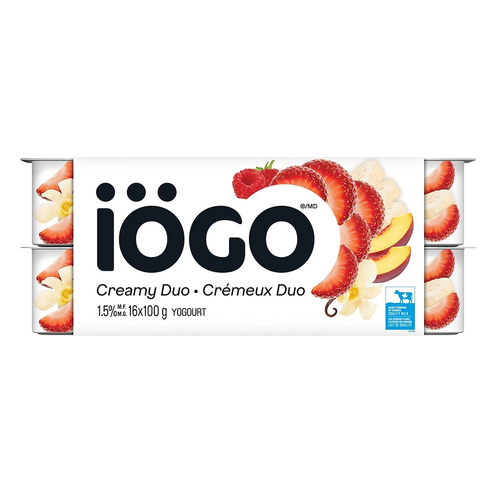 iÖGO Creamy Yogurt Strawberry Duos 1.5%, 16x100g