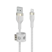 Belkin BoostCharge Pro Flex Braided USB A to Lightning Cable 2M/6.6FT - MFi Certified 20W Power Delivery iPhone Charger Cord - Apple Charger USB A Cable - Fast Charging - iPhone 14, iPhone 13 - White