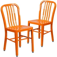 Chaise pour l'intérieur / l'extérieur en métal orange de qualité marchande, lot de 2