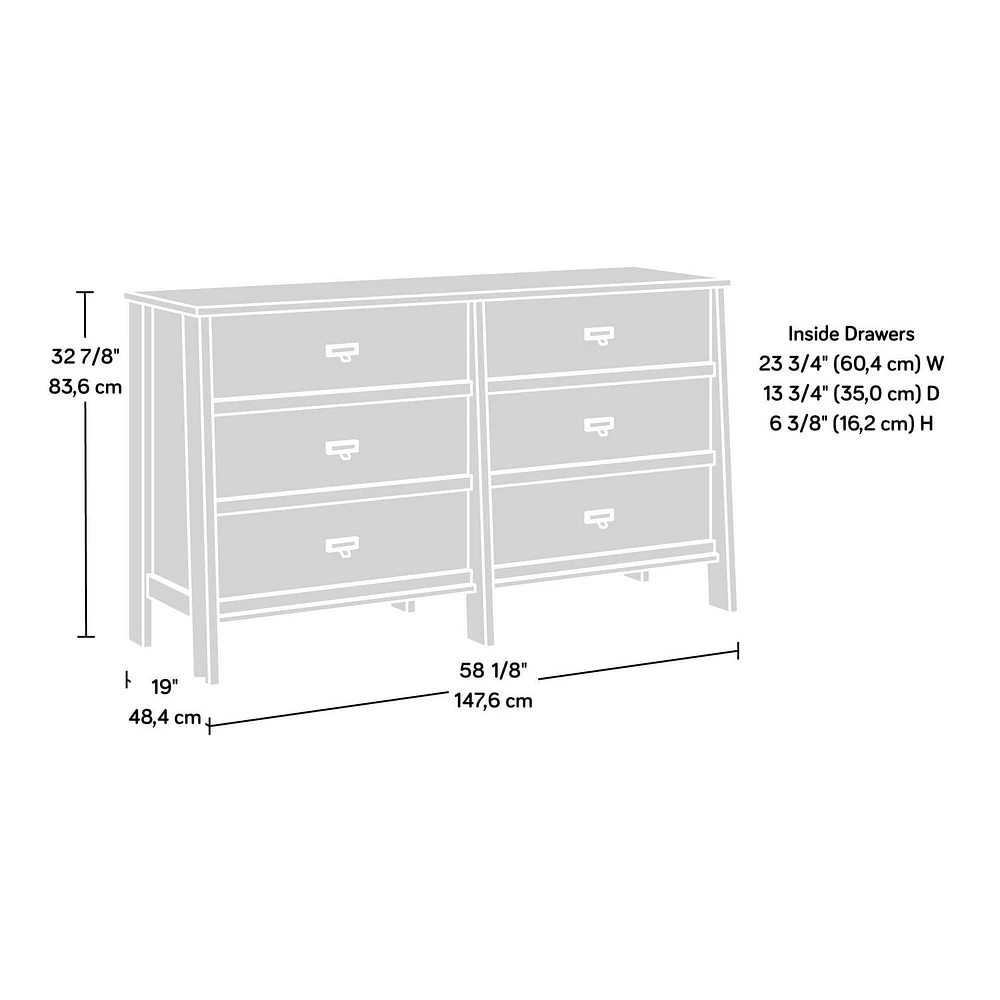 Sauder Trestle 6-Drawer Dresser