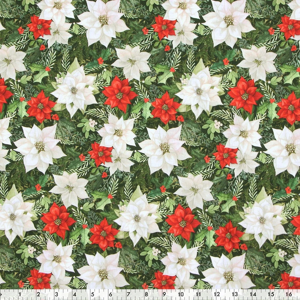 Fabric Creations Tissu de coton au mètre Collection de Noël de poinsettia 114 cm (45")