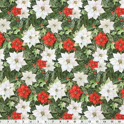Fabric Creations Tissu de coton au mètre Collection de Noël de poinsettia 114 cm (45")