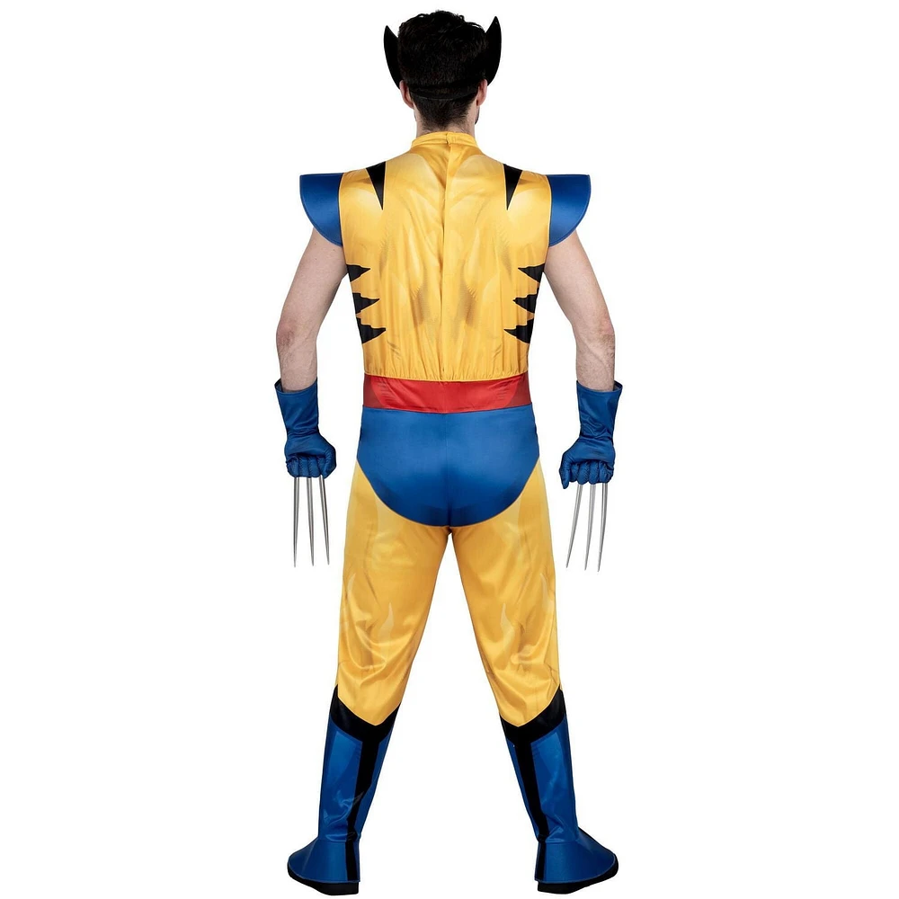 MARVEL Adult Wolverine Costume - Padded Jumpsuit, Gloves, Detachable Claws, and 3D Plastic Mask