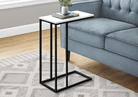 Monarch Specialties Table D'appoint, En Forme De C, Bout, Côté, Collation, Salon, Chambre À Coucher, Métal, Stratifié, Blanc, Noir, Contemporain, Moderne