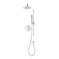Valve thermostatique ronde 3 functions, Douchette à main, pomme de douche ou simultanément, fini chrome