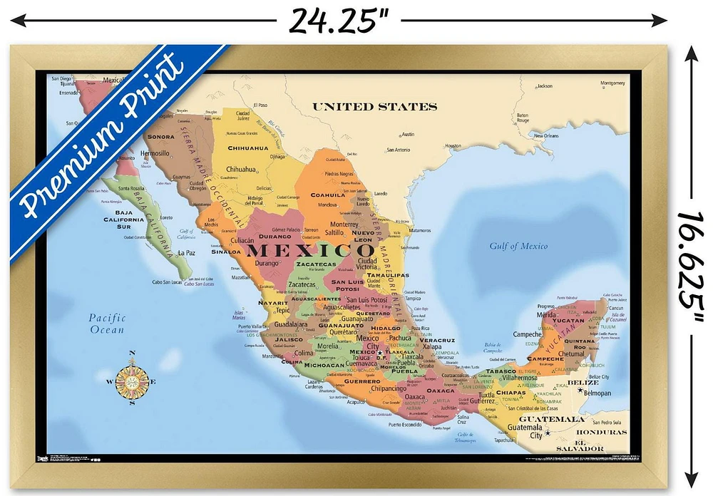 Map - Mexico Wall Poster