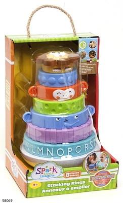 Jouet à Anneaux empilables Spark Create Imagine d’Eco Wood 2.0 8pcs Ensemble de 8 pièces, 2 ans et plus