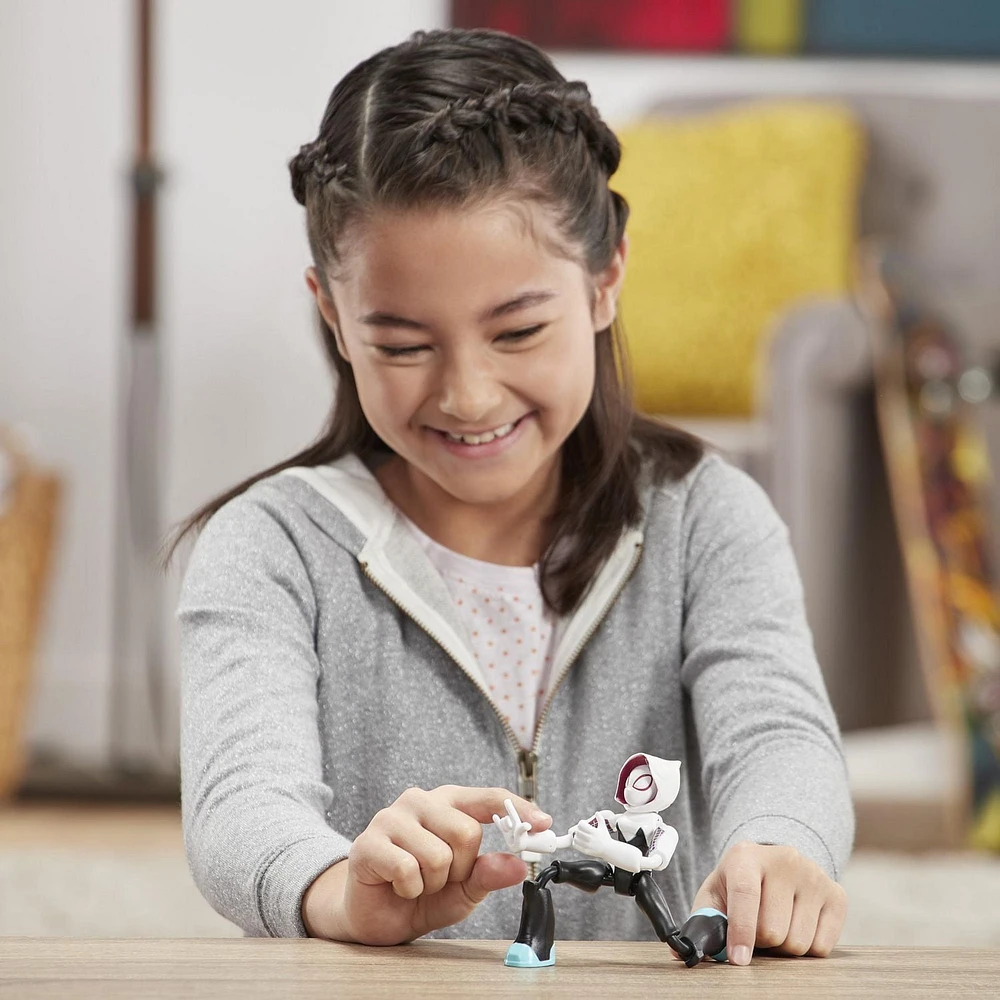 Marvel Spider-Man Bend and Flex  - Figurine flexible Ghost-Spider de 15 cm, incluant accessoire, pour enfants à partir de 6 ans