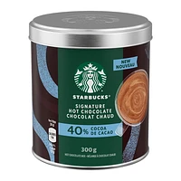 STARBUCKS SIGNATURE HOT CHOCOLATE Mix, 40% Cocoa, Proudly Prepared in Canada with 100% Rainforest Alliance Sustainably Sourced Cocoa, 300g Canister 300.000, 300g