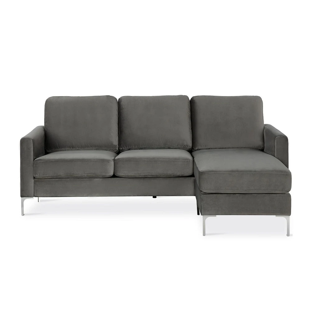 Novogratz Chapman Canapé avec pieds Chrome, velours gris Canapé