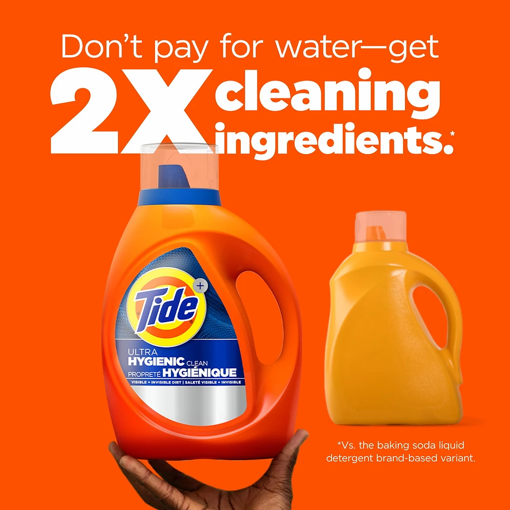 Détergent à lessive liquide Tide Propreté hygiénique, parfum original, compatible avec les laveuses HE 3.9L