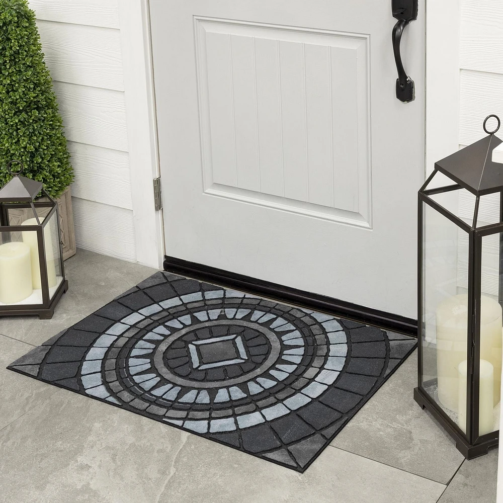 Mohawk Home - Tapis d’entrée gris pierre Compass de 58,42 cm x 88,9 cm (1 pi 11 po x 2 pi 11 po)