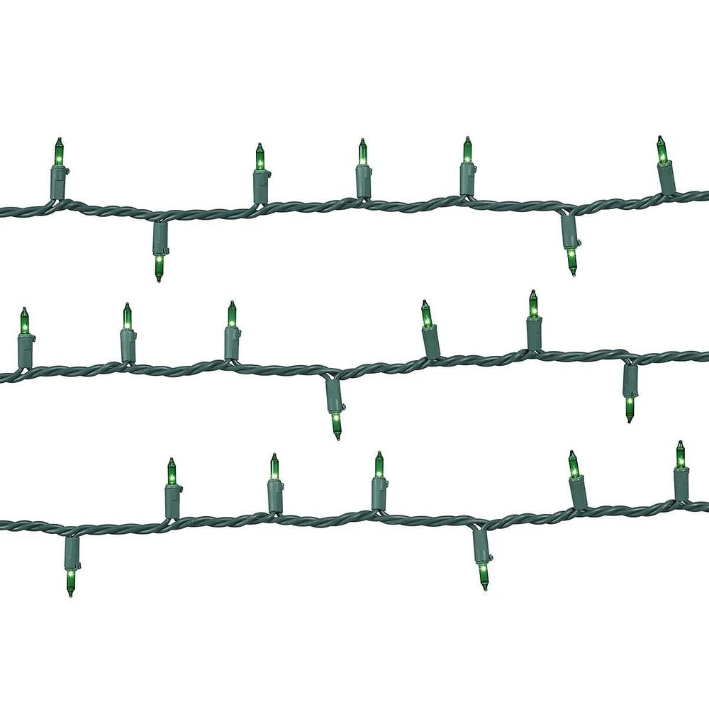 Mini guirlandes de Noël lumineuses dotées de 100 ampoules à incandescence de 19,2 pieds, vertes, avec fil vert Holiday Time